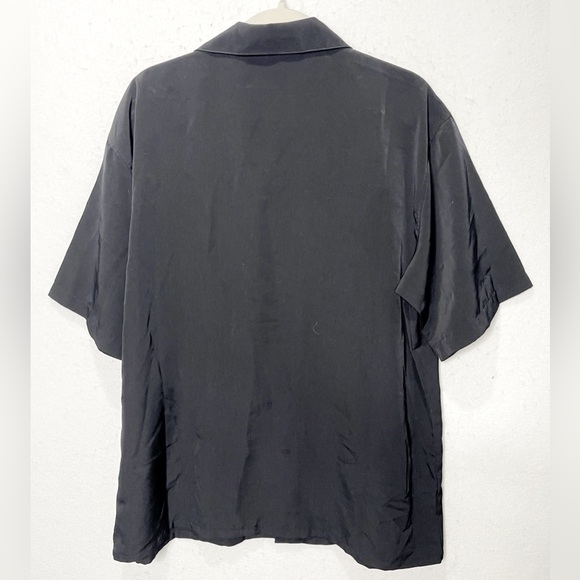 Vintage Dragonfly Motorcycle Biker Black Flaming Skull Bowling Shirt 90s Tiki - Picture 2 of 7